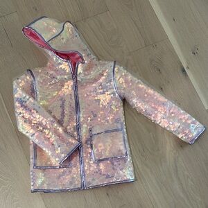 Lola + The Boys Shimmering Sequin Jacket with Pink Interior